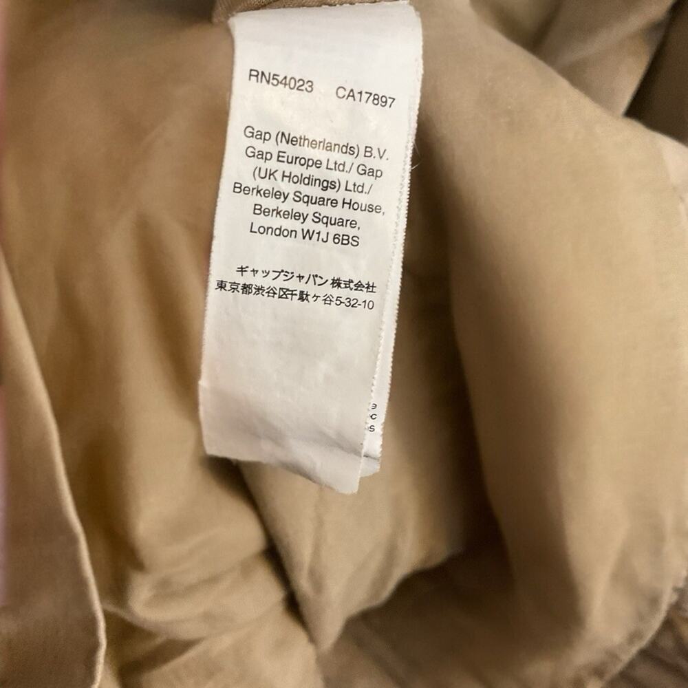 GAP Womens Trench Coat XL Beige Double Breasted Belted Y2K Classic Cotton Jacket - Picture 3 of 5